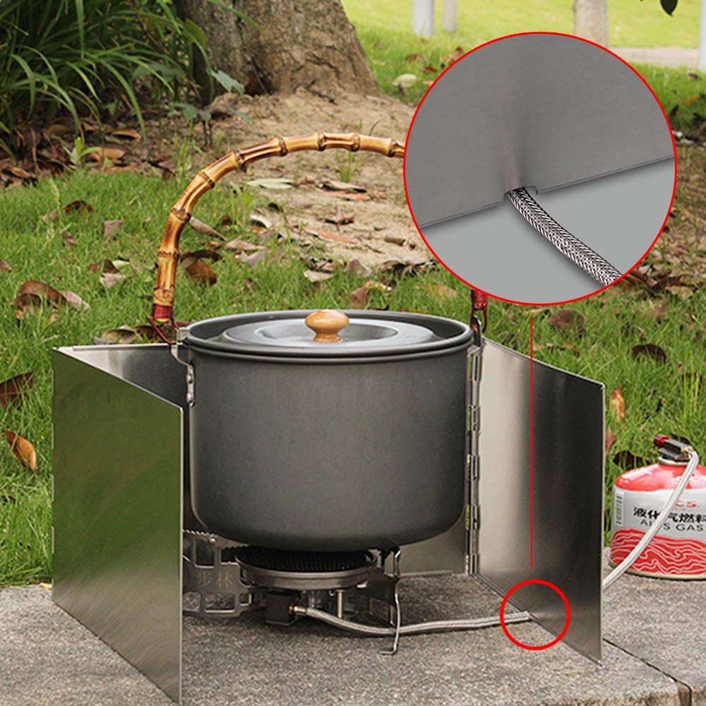 Parabrisas de acero inoxidable para estufa de camping de 3 placas