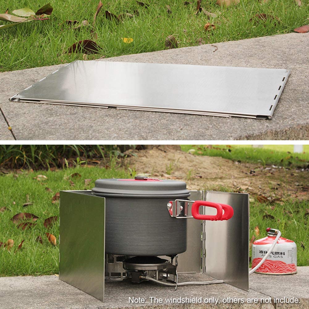 Parabrisas de acero inoxidable para estufa de camping de 3 placas
