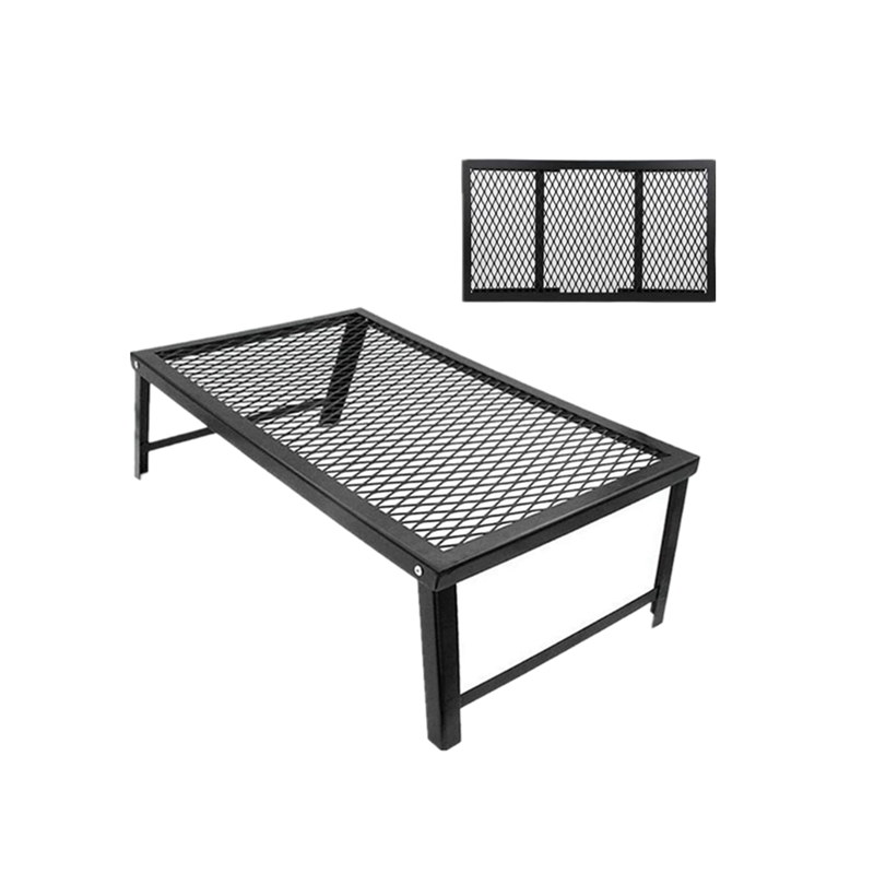 Mesa de picnic plegable para exteriores con rejilla de hierro