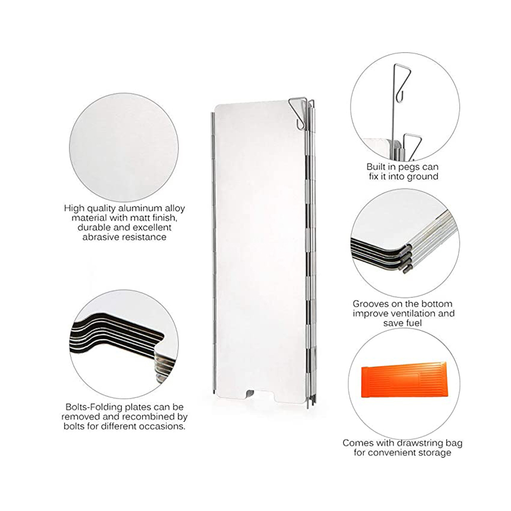 Parabrisas de aluminio para estufa de camping con bolsa de transporte