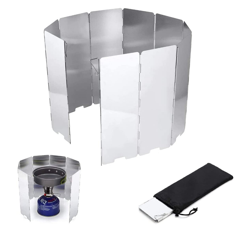 Parabrisas de aluminio para estufa de camping con bolsa de transporte