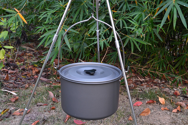 Trípode de aluminio para cocinar y acampar de 3 secciones