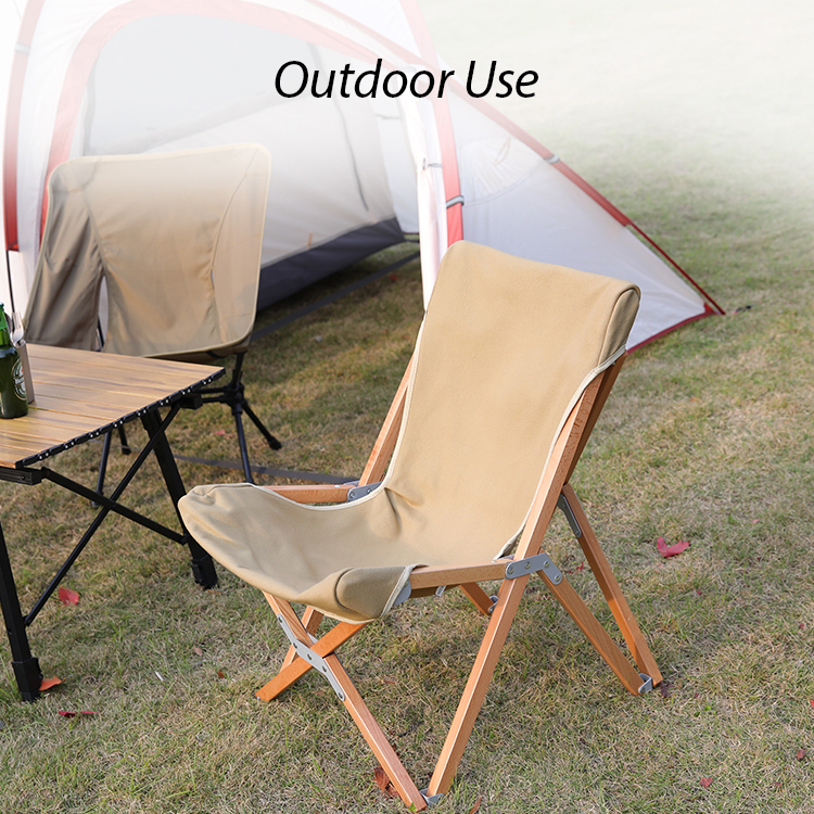 Silla de camping de madera con madera de haya y lona