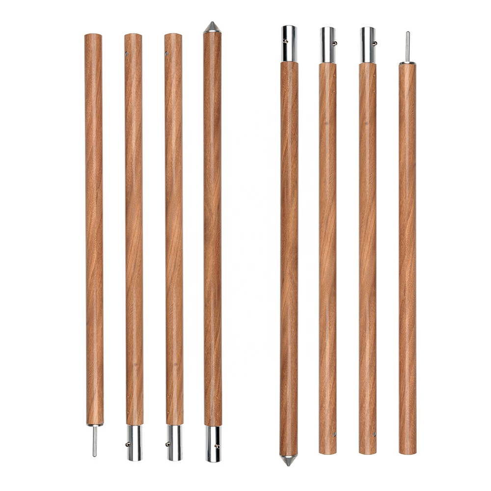 Poste de lona para tienda de campaña de aluminio con patrón de madera para acampar