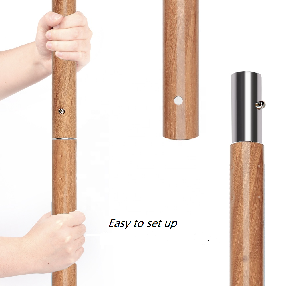 Poste de lona para tienda de campaña de aluminio con patrón de madera para acampar
