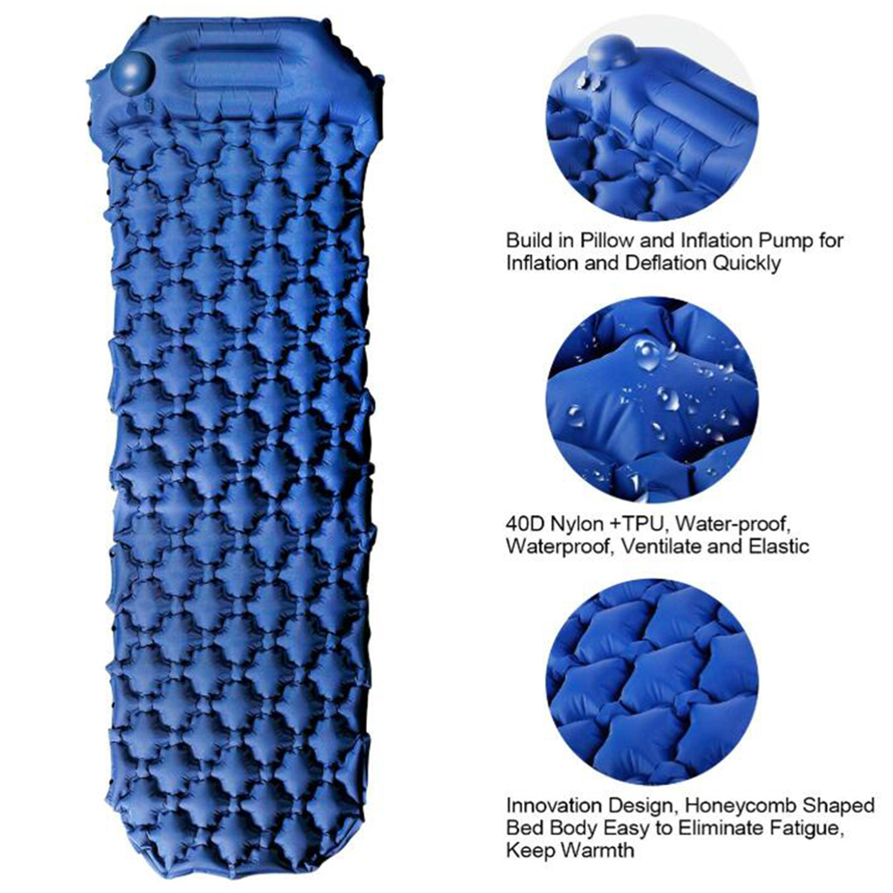 Colchón de aire para dormir al aire libre para acampar con almohada