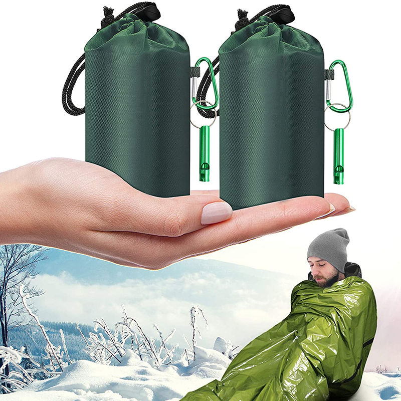 Paquete de supervivencia con saco de dormir para exteriores y mantas Mylar