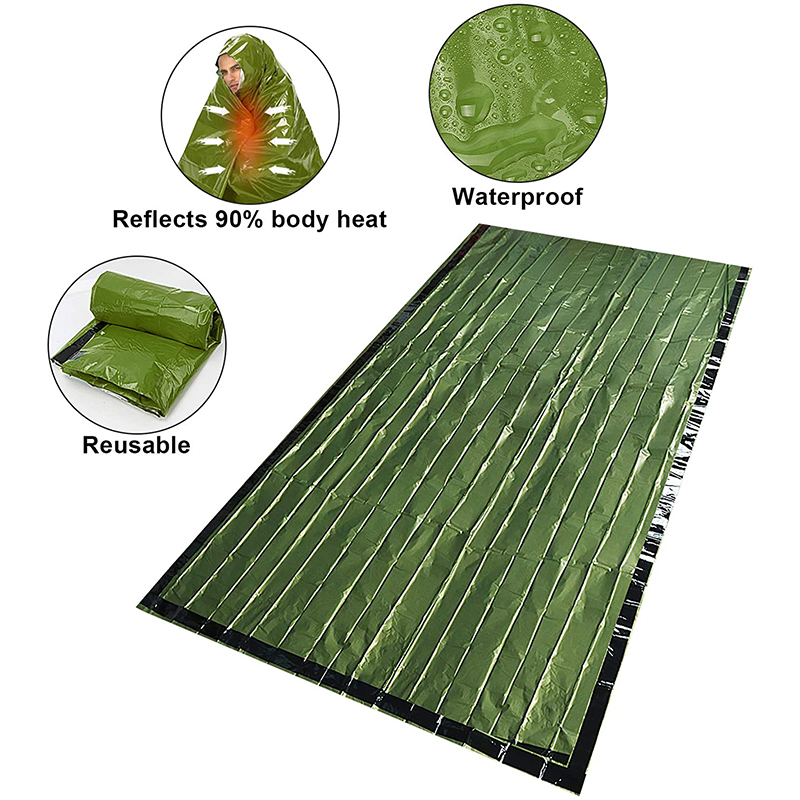 Paquete de supervivencia con saco de dormir para exteriores y mantas Mylar