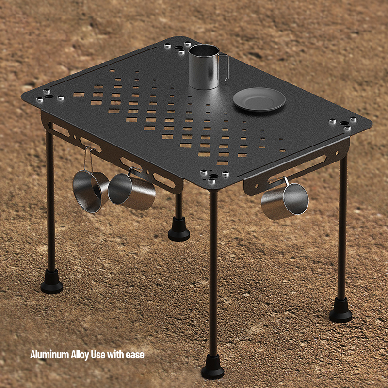 Mesa de picnic plegable para acampar al aire libre con orificio para colgar en el lateral
