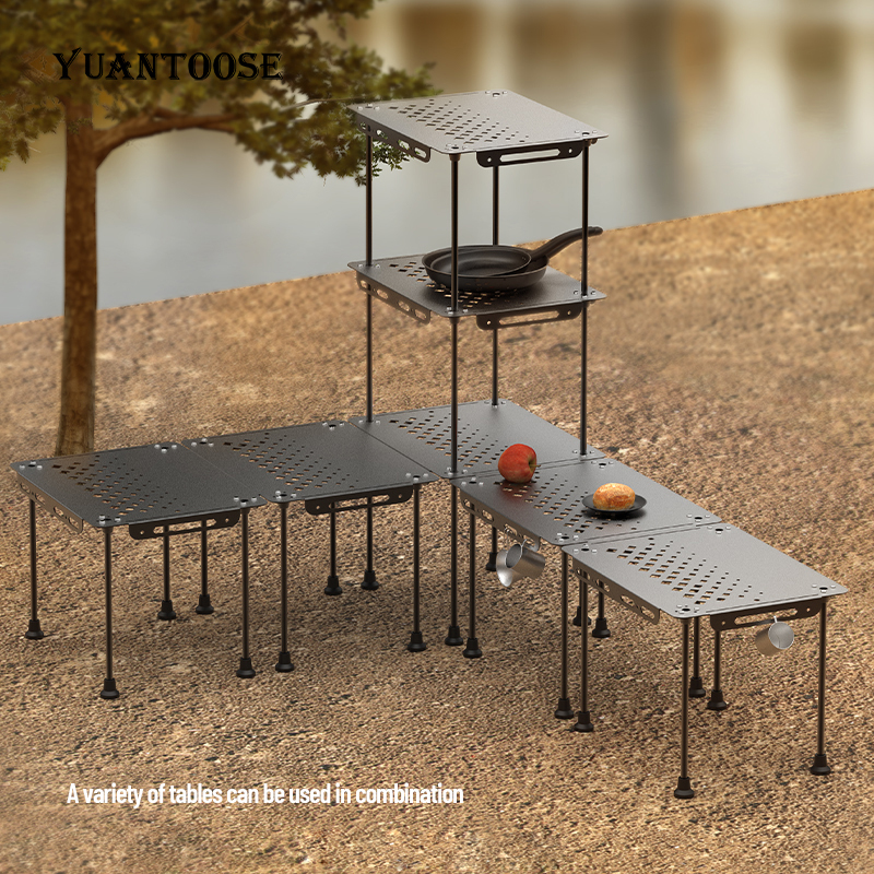 Mesa de picnic plegable para acampar al aire libre con orificio para colgar en el lateral