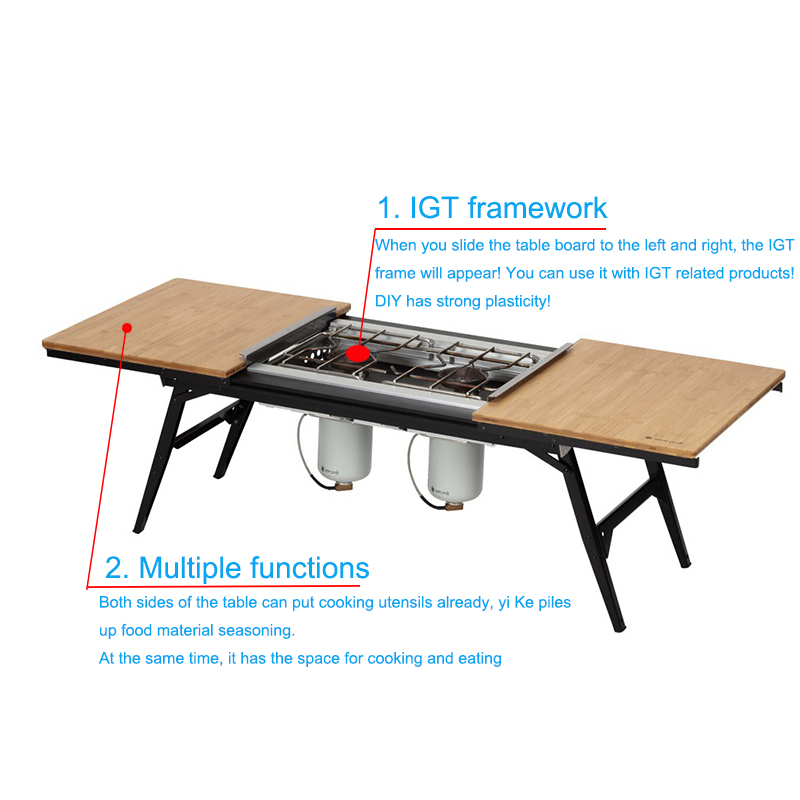 Mesa de camping plegable IGT para exteriores con hornillo para picnic