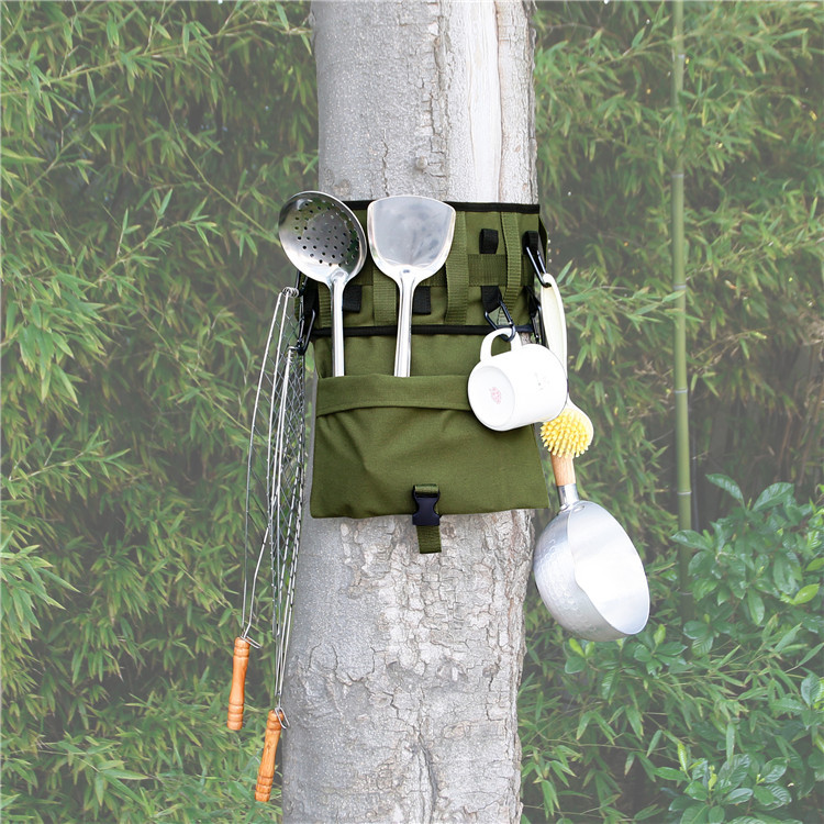 Bolsa para colgar en el árbol para acampar al aire libre, bolsa de almacenamiento para herramientas de cocina