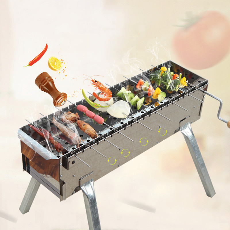 Parrilla de carbón para barbacoa de acero inoxidable con varilla giratoria de 360 ​​grados