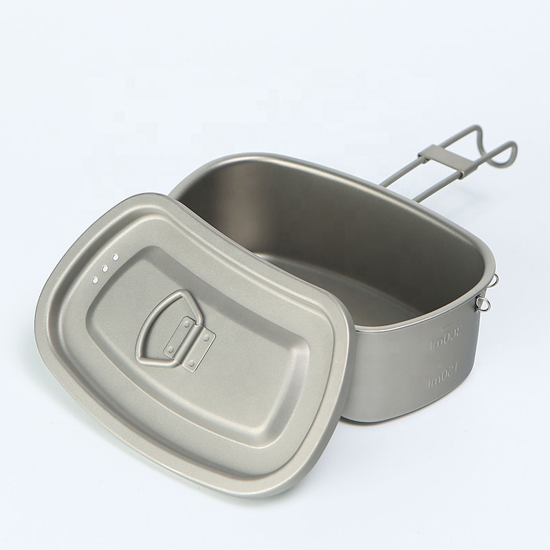 Utensilios de cocina y tazas militares de titanio para exteriores - Juego de cocina con tetera y cuenco para exteriores