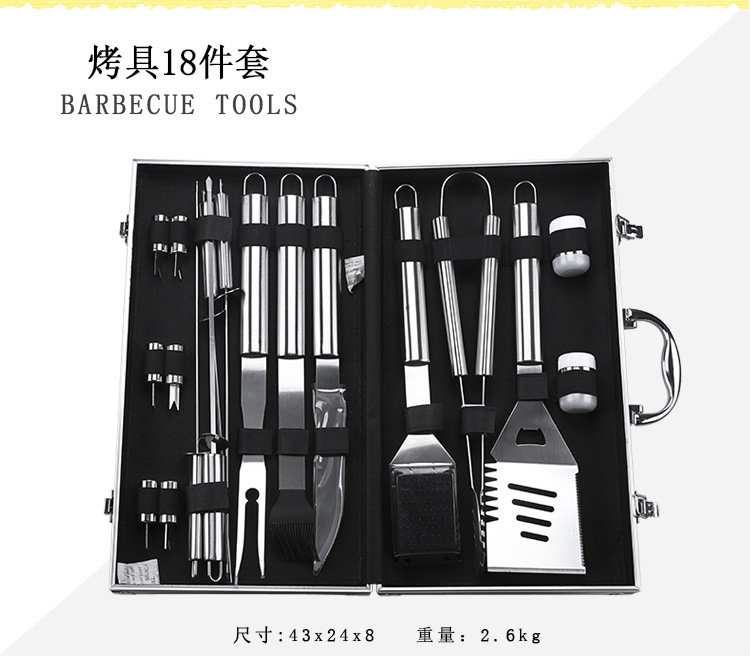 Juego de 26 herramientas para parrilla de barbacoa de acero inoxidable