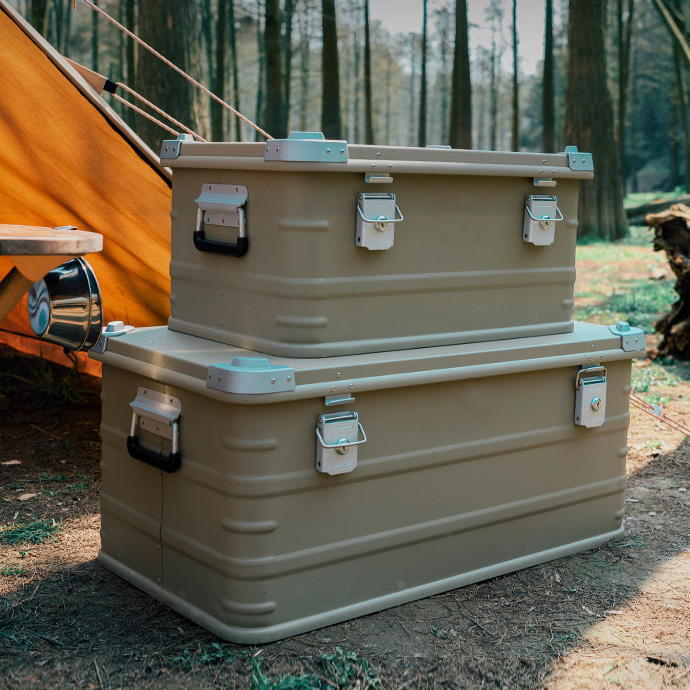 Cajas de almacenamiento de aluminio para acampar al aire libre