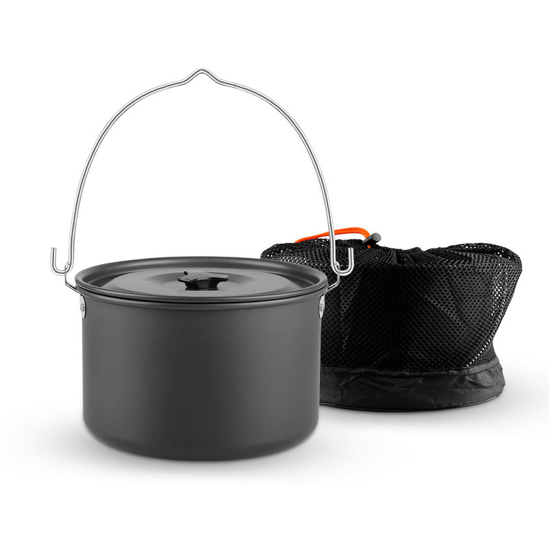 Ollas colgantes para acampar al aire libre de aluminio grueso de 4 l con revestimiento antiadherente