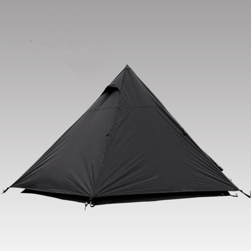 Tienda de campaña tipo tipi piramidal para exteriores, de color negro, para 6 personas