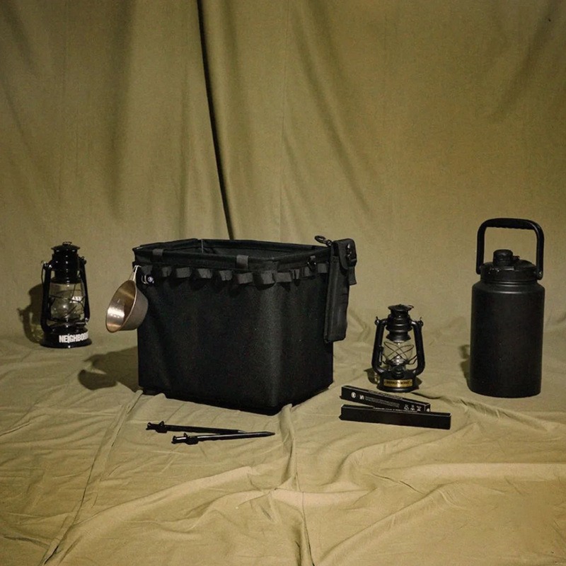 Bolsa organizadora de herramientas para acampar al aire libre de color negro