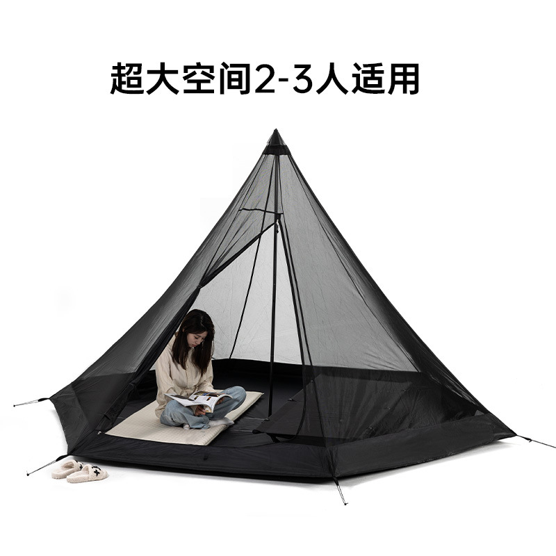 Tienda de campaña india hexagonal negra para exteriores