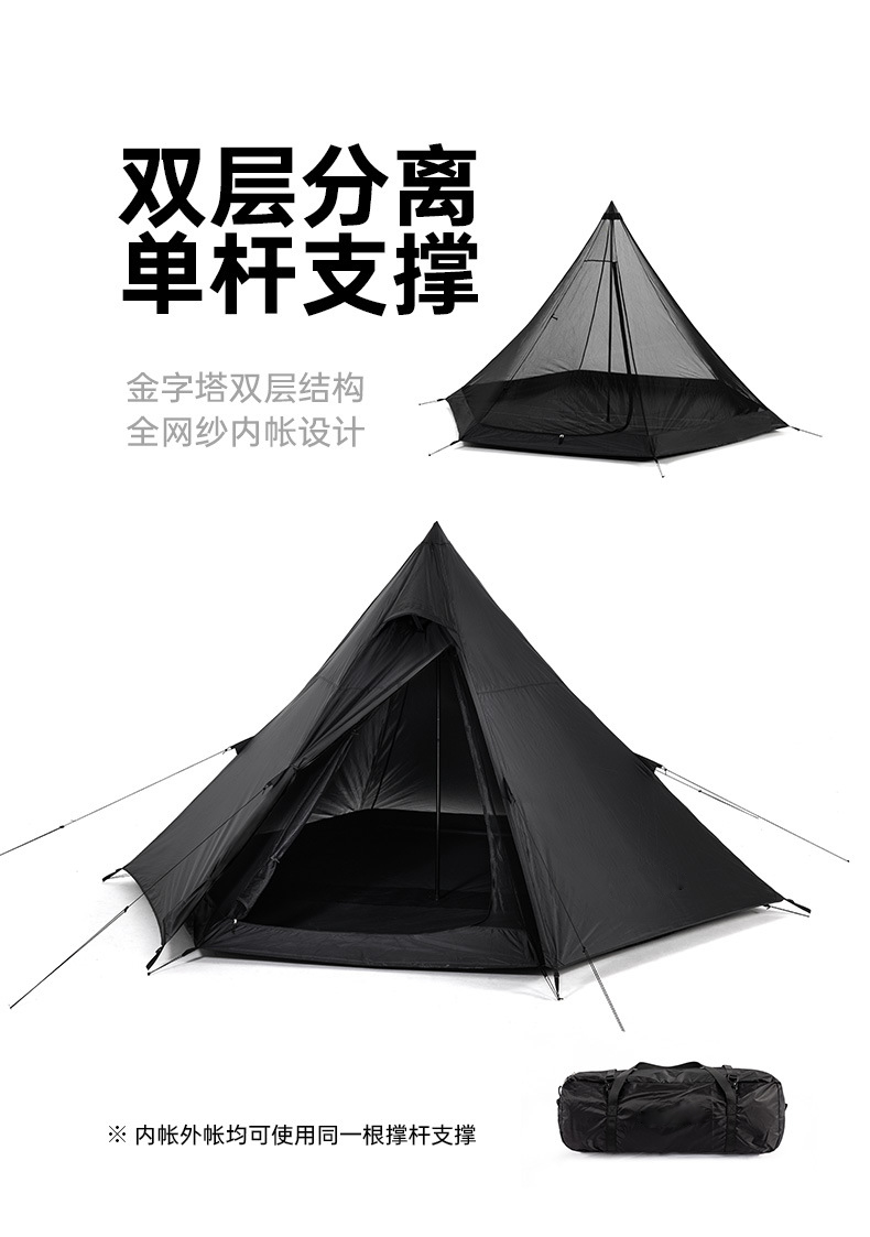 Tienda de campaña india hexagonal negra para exteriores