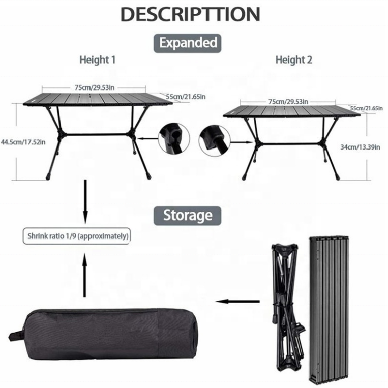 Mesas plegables para acampar de aluminio al aire libre con logotipo personalizado