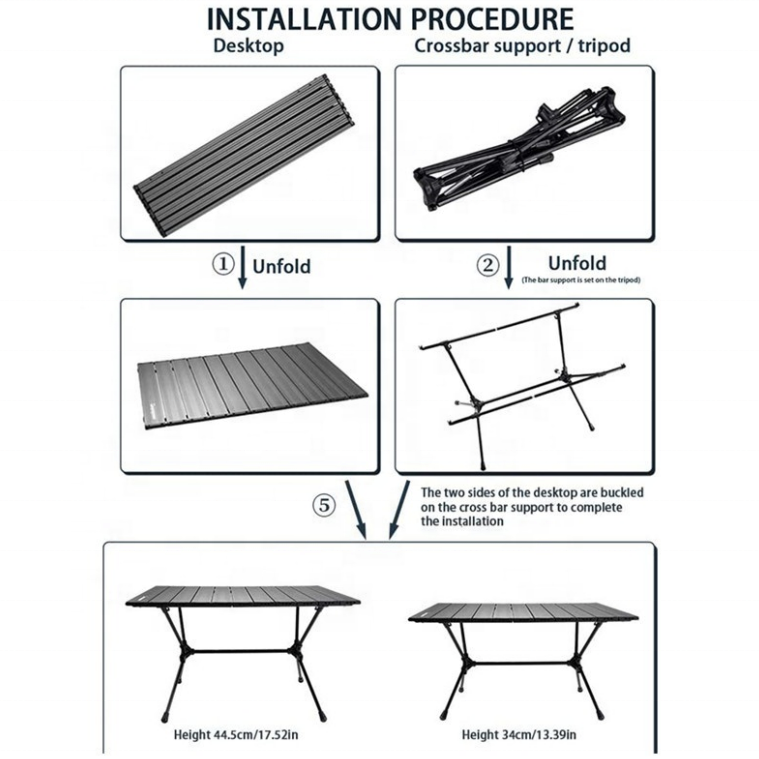 Mesas plegables para acampar de aluminio al aire libre con logotipo personalizado