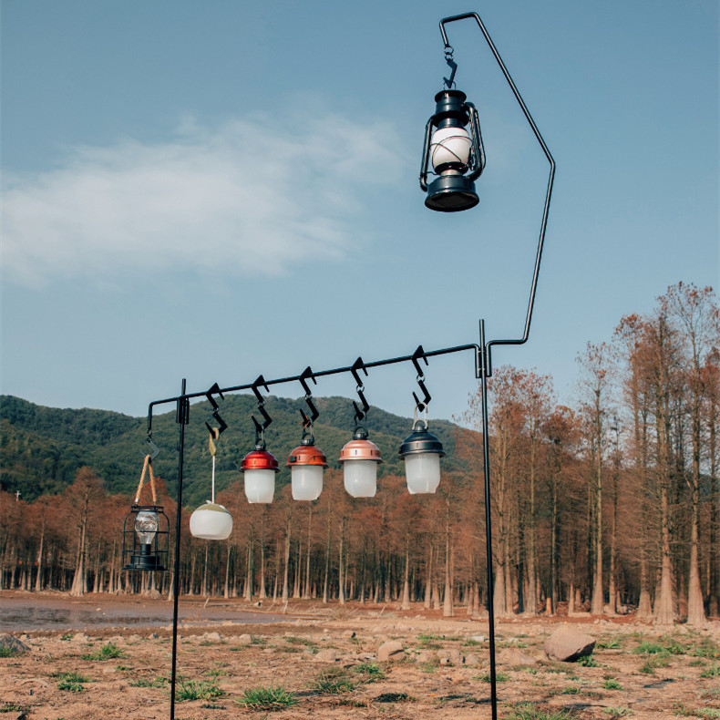 Soporte de luz de camping plegable de aluminio para exteriores