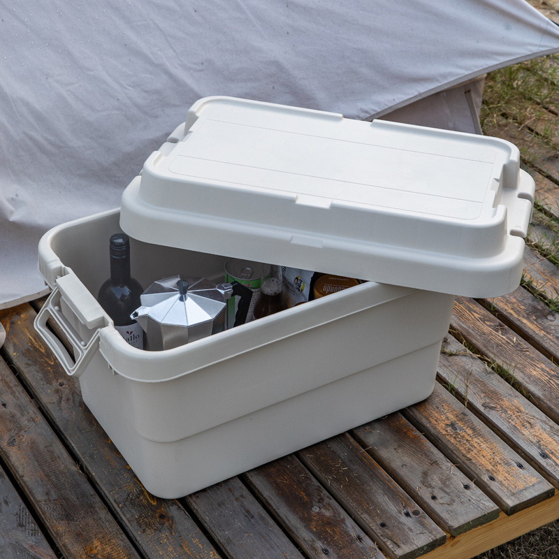 Caja de almacenamiento de plástico de gran volumen para camping y maletero de coche
