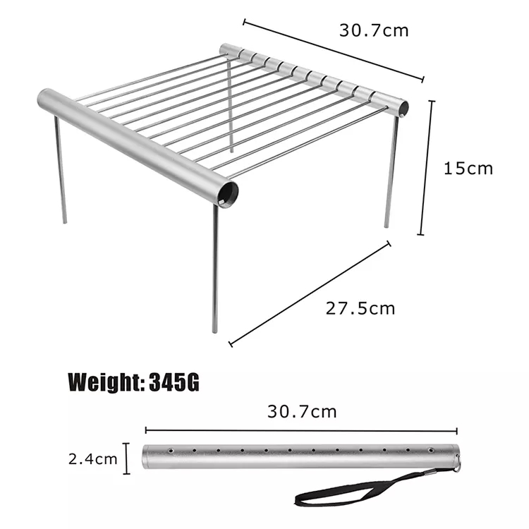 Parrilla de barbacoa plegable sencilla de acero inoxidable para exteriores