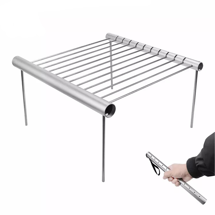 Parrilla de barbacoa plegable sencilla de acero inoxidable para exteriores