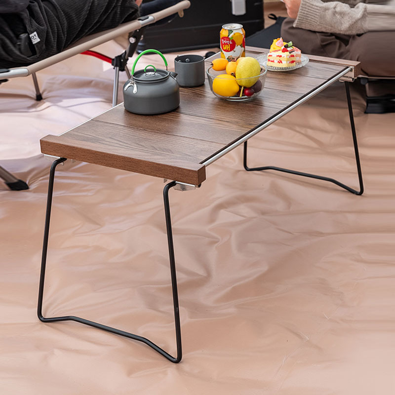 Mesa plegable de madera de nogal para picnic al aire libre, estilo cebra, para barbacoa, patio, playa y jardín