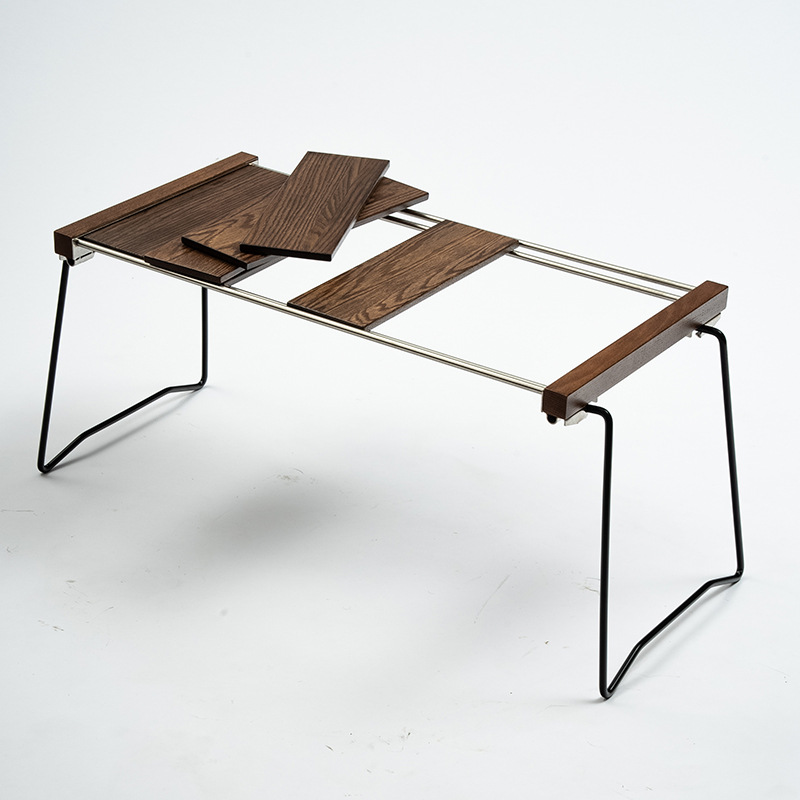 Mesa plegable de madera de nogal para picnic al aire libre, estilo cebra, para barbacoa, patio, playa y jardín