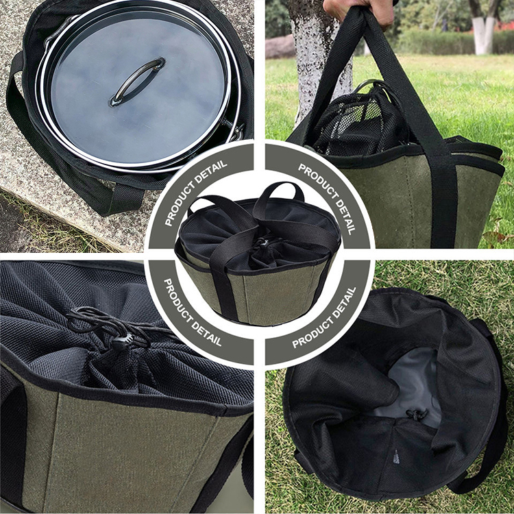 Funda de lona para horno holandés con bolsillos laterales