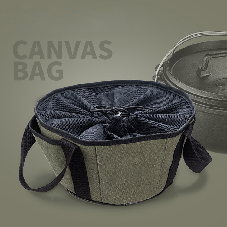 Funda de lona para horno holandés con bolsillos laterales