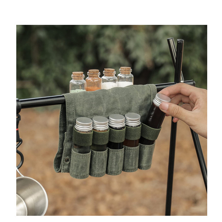 Bolsa de lona para almacenar condimentos para acampar
