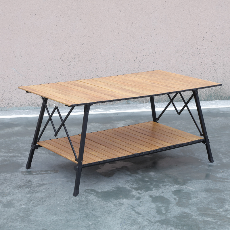 Mesa de camping plegable de aluminio de doble capa