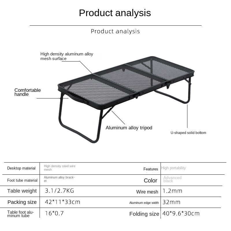 Mesa plegable portátil para acampar