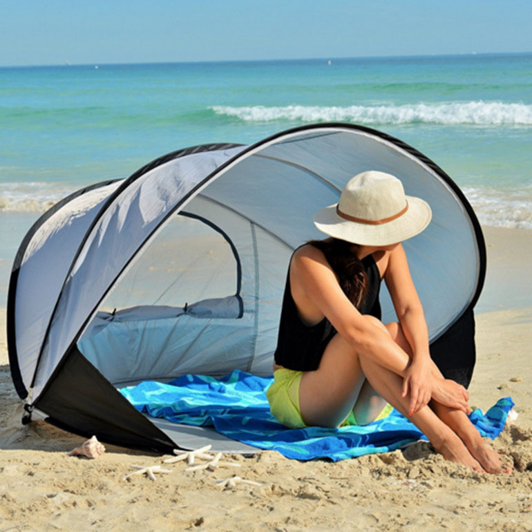 Tienda de campaña automática para playa con protección solar UPF 50+: refugio solar portátil emergente