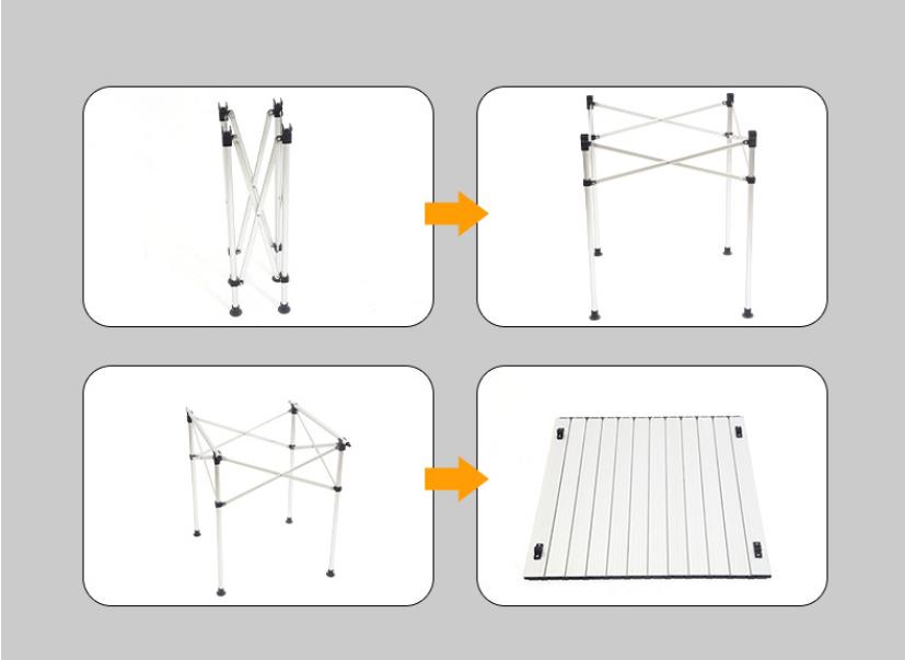 Mesa plegable de aleación de aluminio con altura ajustable para exteriores