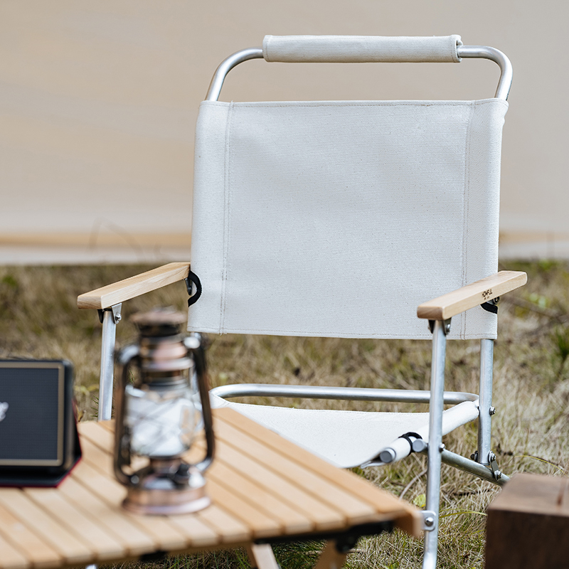 Silla plegable glamping de aluminio para exteriores con respaldo