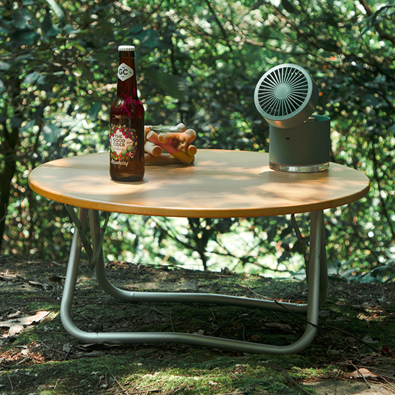 Mesa de viaje redonda plegable de bambú
