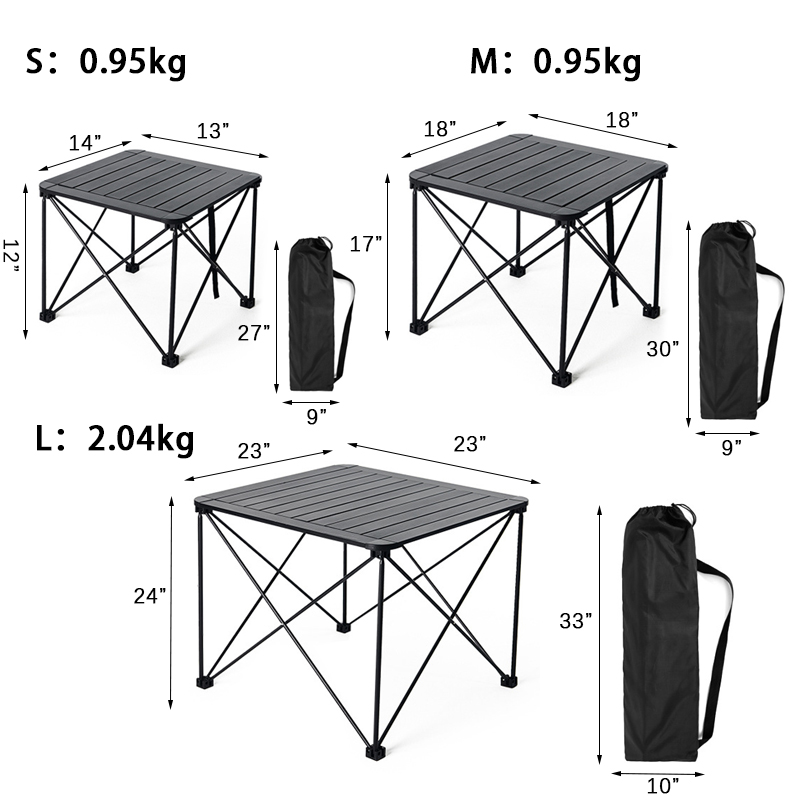 Mesa de camping plegable portátil de aluminio para barbacoa en jardín, camping, pícnic, senderismo y pesca