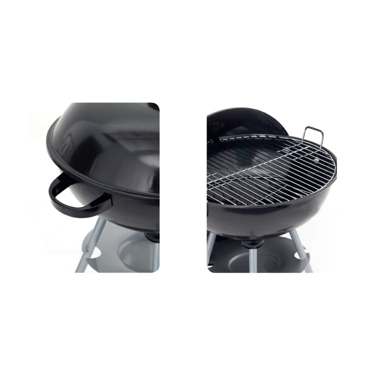 Parrilla de carbón para barbacoa de 18" con forma de tetera negra para exteriores y patios