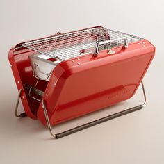 Parrilla portátil de carbón para acampar con forma de maleta