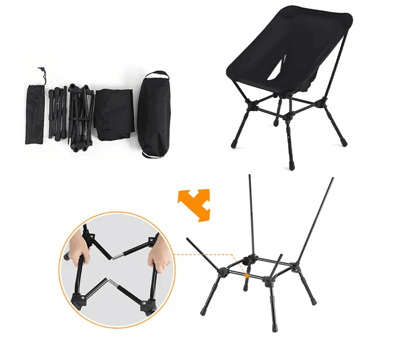 Silla de camping plegable de aluminio ajustable con 3 marchas