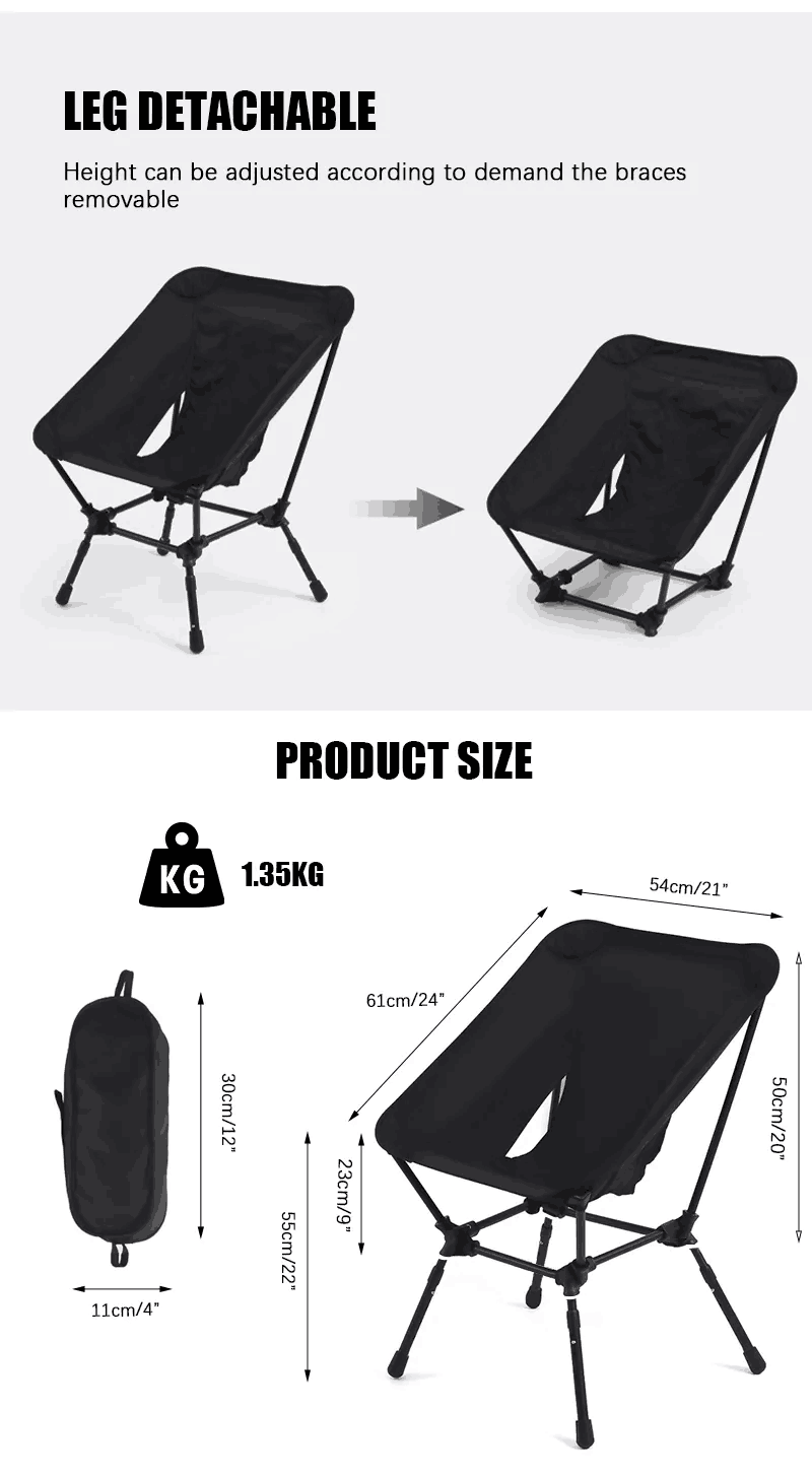 Silla de camping plegable de aluminio ajustable con 3 marchas