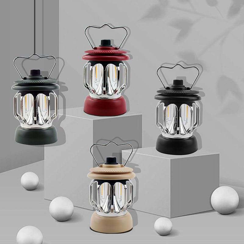 Linterna de camping LED para exteriores, lámpara de emergencia recargable por USB, lámpara portátil retro para recarga de carpas y camping