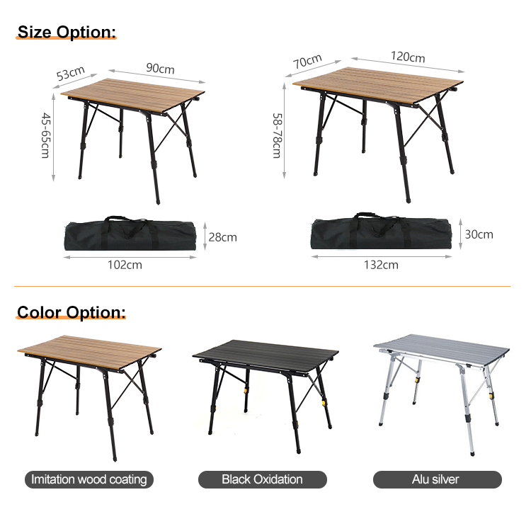Mesa de camping plegable de aluminio para picnic, barbacoa, playa, senderismo y pesca