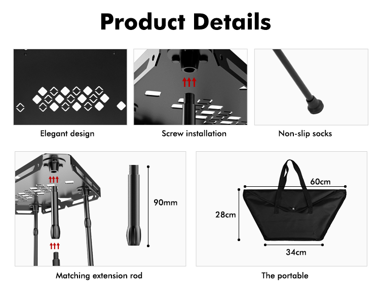 Mesa plegable portátil multifunción para acampar, hacer fogatas y hacer picnics